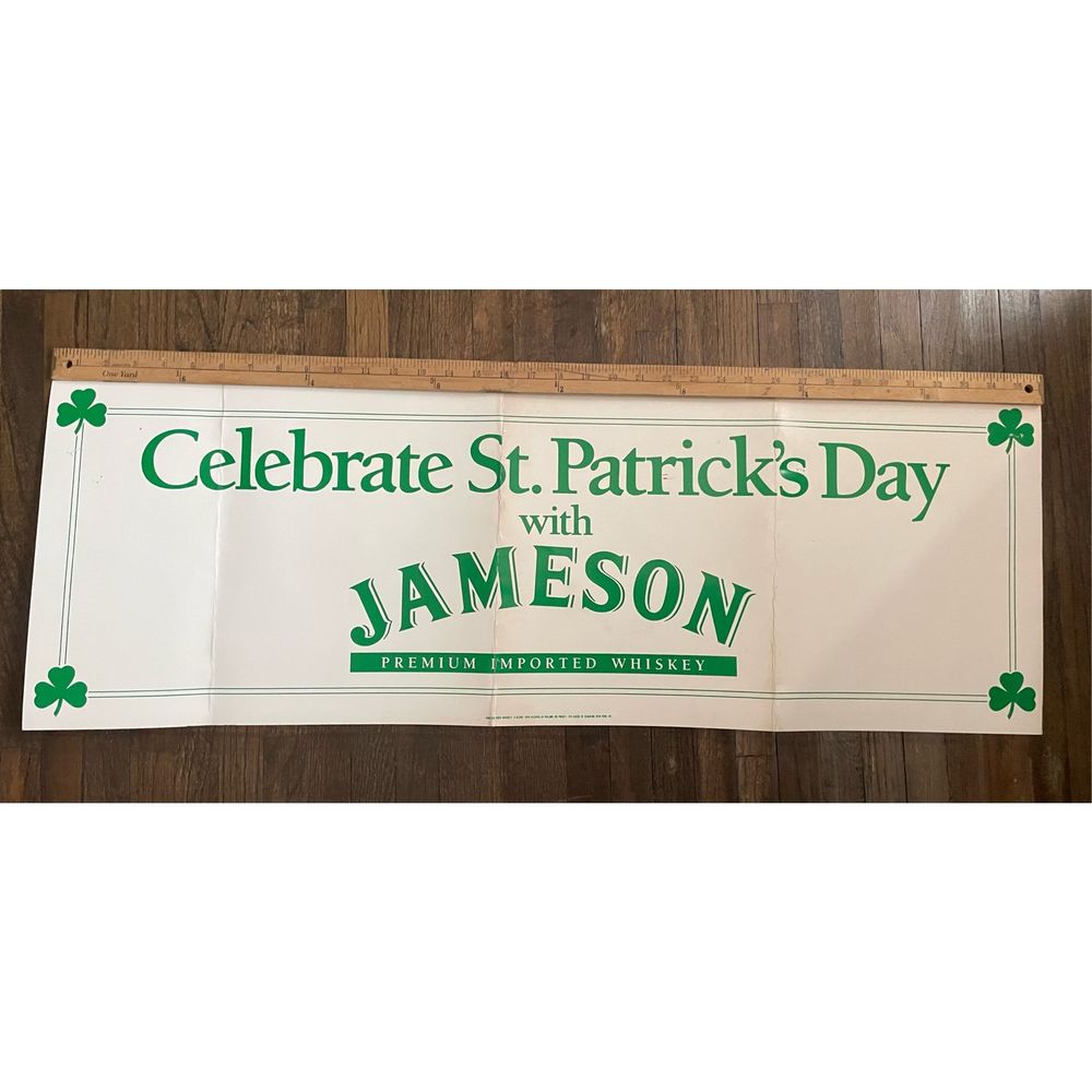 Jameson St. Patrick’s Promo Banner-White/Green 36” Used with Folds